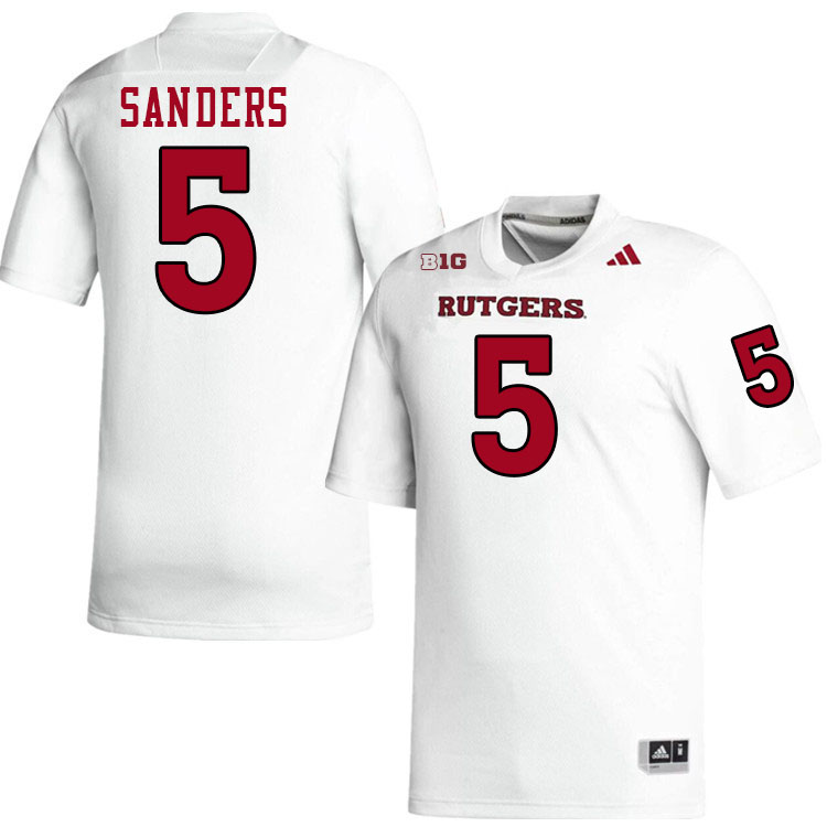 Men #5 Kaj Sanders Rutgers Scarlet Knights 2024 College Football Jerseys Stitched-White